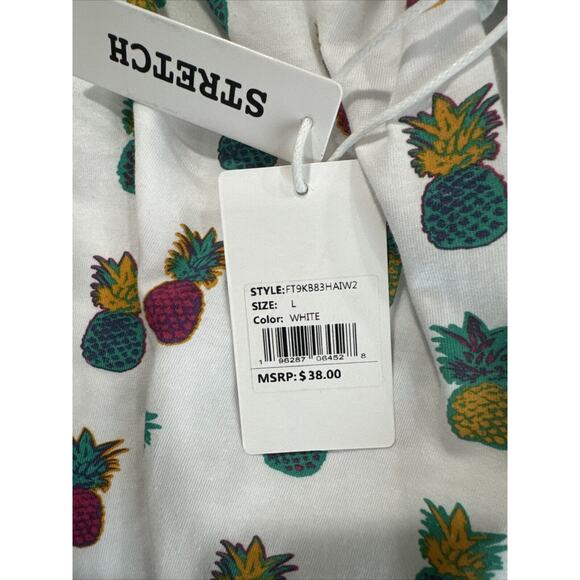 Free Planet Mens Pineapple Print Stretch Graphic Tee Size Large White Multicolor - Picture 5 of 9